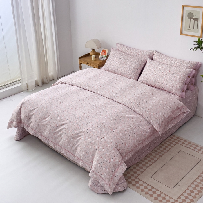 91家纺网 家纺一手货源 找家纺 优乐家纺 2025新款纯棉斜纹床盖款单层被套四件套 花语