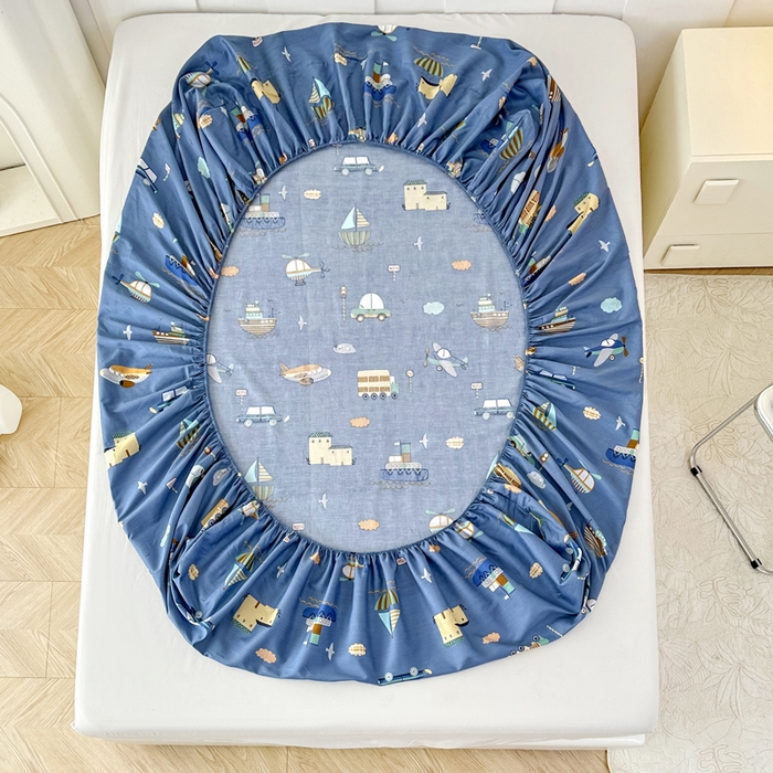 91家纺网 家纺一手货源 找家纺 帛织澜家纺 2025新款喷气12868系列纯棉印花单床笠 玩具乐园