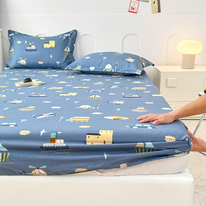 91家纺网 家纺一手货源 找家纺 帛织澜家纺 2025新款喷气12868系列纯棉印花单床笠 玩具乐园