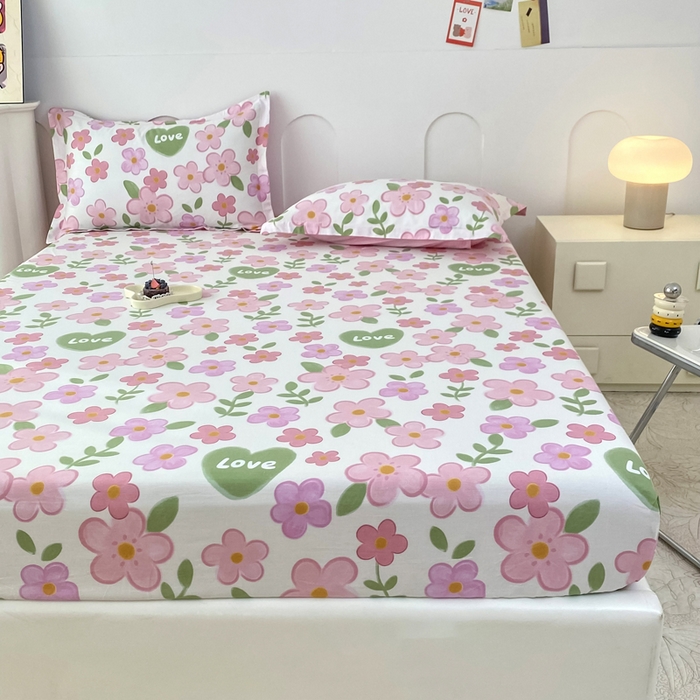 91家纺网 家纺一手货源 找家纺 帛织澜家纺 2026新款喷气12868系列纯棉印花单床笠 花夏未央