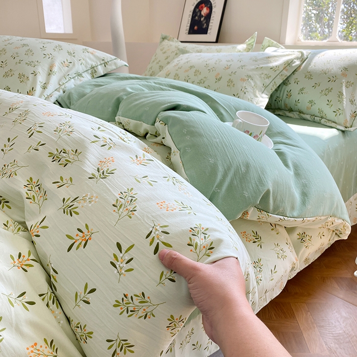 91家纺网 家纺一手货源 找家纺 家贝爱 2024春日新款A类精选高支高密水洗云锦棉四件套 春意