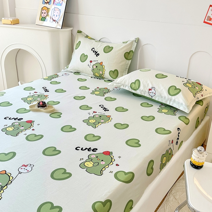 91家纺网 家纺一手货源 找家纺 帛织澜家纺 2026新款喷气12868系列纯棉印花单床笠 呆萌宝贝