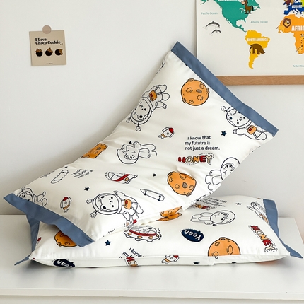 91家纺网 家纺一手货源 找家纺 （总）北鸣有鱼枕芯馆 2024新款全棉纯棉60S长绒棉儿童枕头套学生枕套卡通宝宝枕巾吸汗乳胶枕儿童可爱枕套