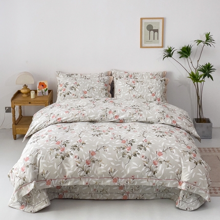 优乐家纺 2025新款纯棉斜纹床盖款单层被套四件套 挪威香草