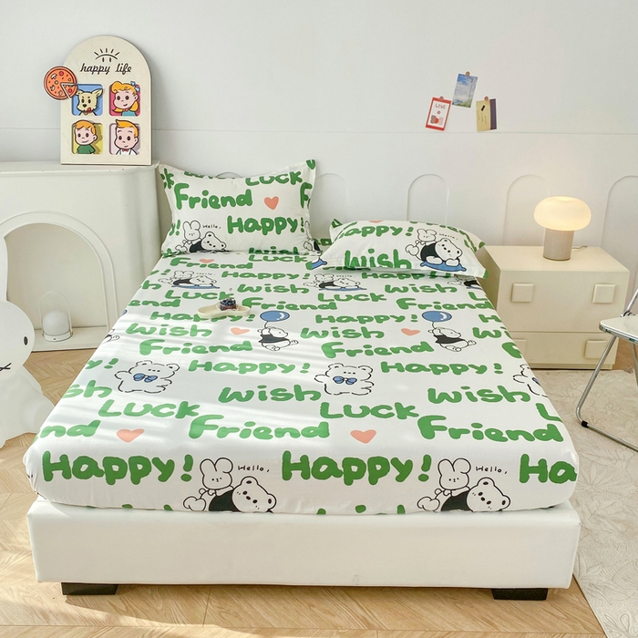 91家纺网 家纺一手货源 找家纺 帛织澜家纺 2026新款喷气12868系列纯棉印花单床笠 Luck熊