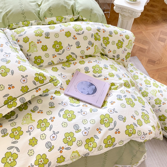 91家纺网 家纺一手货源 找家纺 家贝爱 2024春日新款A类精选高支高密水洗云锦棉四件套 缤纷花朵