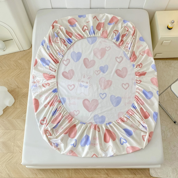 91家纺网 家纺一手货源 找家纺 帛织澜家纺 2025新款喷气12868系列纯棉印花单床笠 小兔可可