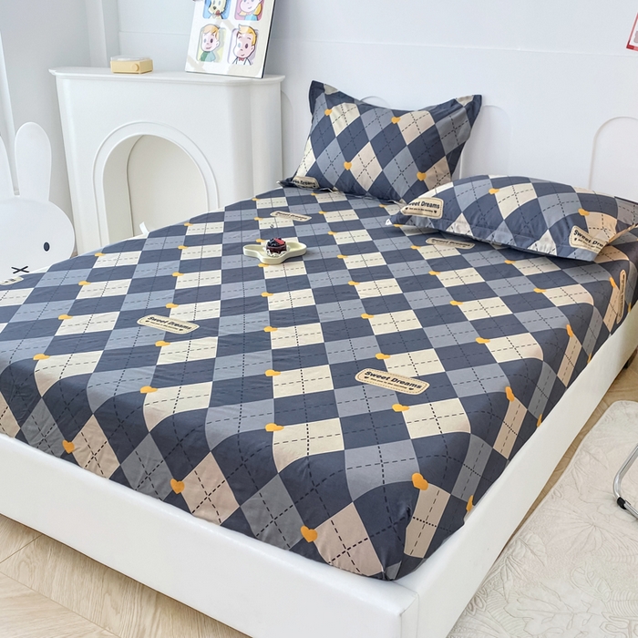 91家纺网 家纺一手货源 找家纺 帛织澜家纺 2026新款喷气12868系列纯棉印花单床笠 格韵空间