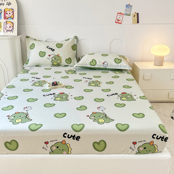 91家纺网 家纺一手货源 找家纺 帛织澜家纺 2026新款喷气12868系列纯棉印花单床笠 呆萌宝贝