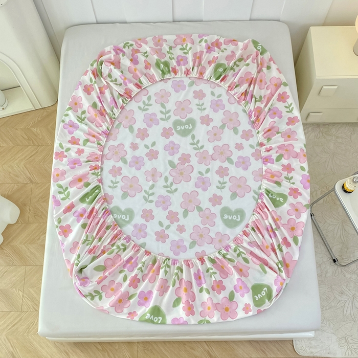 91家纺网 家纺一手货源 找家纺 帛织澜家纺 2026新款喷气12868系列纯棉印花单床笠 花夏未央