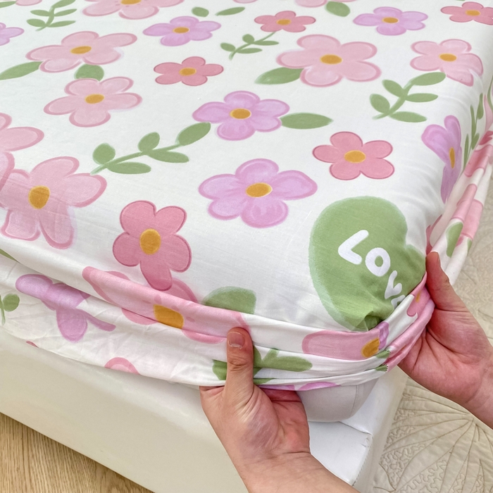 91家纺网 家纺一手货源 找家纺 帛织澜家纺 2026新款喷气12868系列纯棉印花单床笠 花夏未央