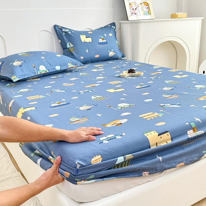 91家纺网 家纺一手货源 找家纺 帛织澜家纺 2025新款喷气12868系列纯棉印花单床笠 玩具乐园