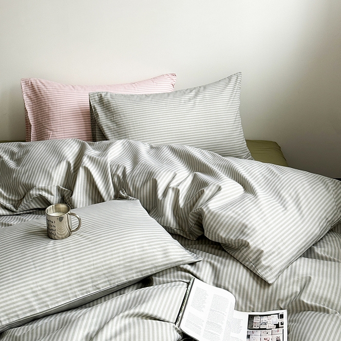 91家纺网 家纺一手货源 找家纺 窝米 2024新款13370全棉极简风四件套系列 莫妮绿