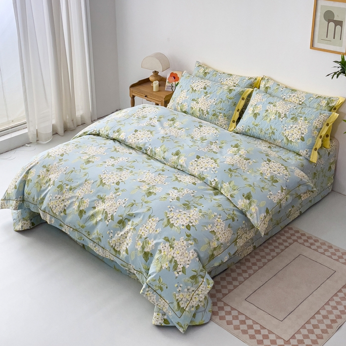 91家纺网 家纺一手货源 找家纺 优乐家纺 2025新款纯棉斜纹床盖款单层被套四件套 蜀绣