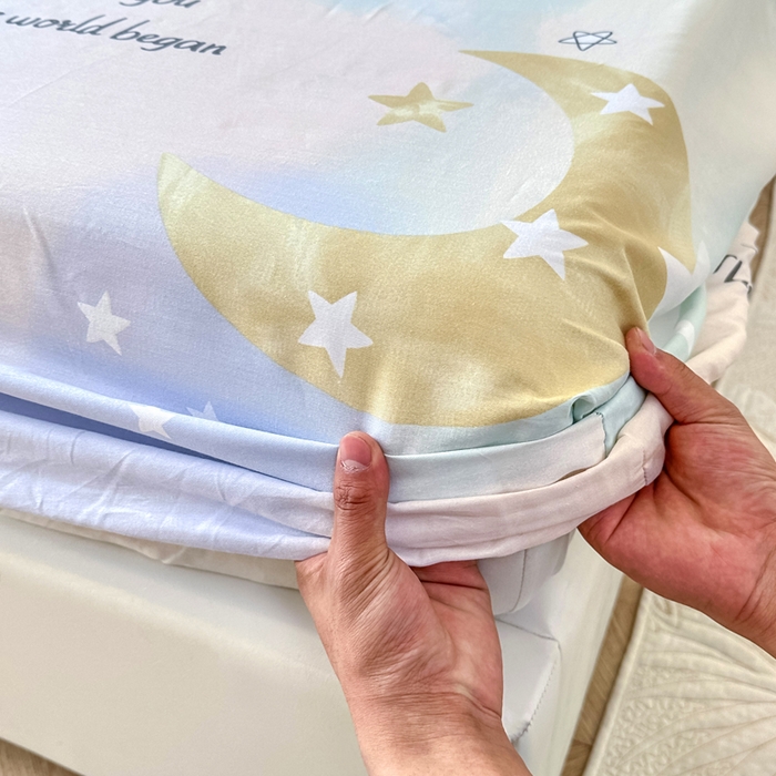 91家纺网 家纺一手货源 找家纺 帛织澜家纺 2025新款喷气12868系列纯棉印花单床笠 热气球