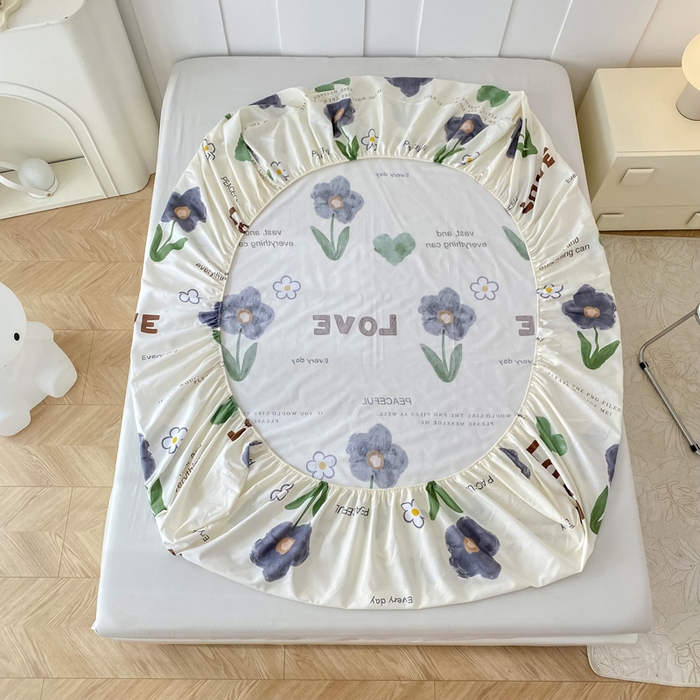 91家纺网 家纺一手货源 找家纺 帛织澜家纺 2025新款喷气12868系列纯棉印花单床笠 绿蔓