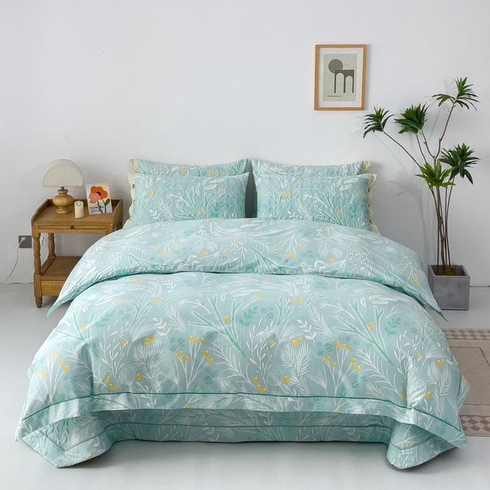 91家纺网 家纺一手货源 找家纺 优乐家纺 2025新款纯棉斜纹床盖款单层被套四件套 嫣然