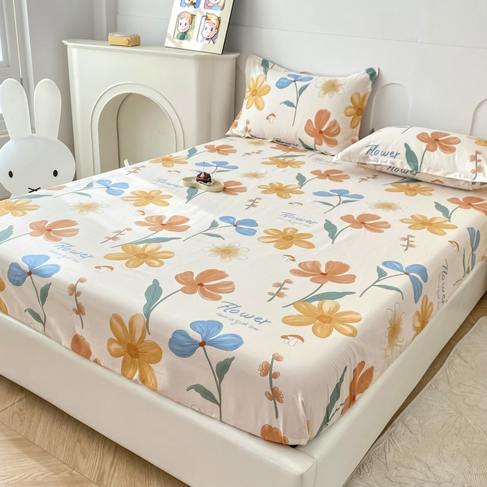 91家纺网 家纺一手货源 找家纺 帛织澜家纺 2026新款喷气12868系列纯棉印花单床笠 芙蓉出水