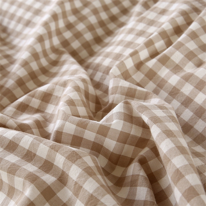 91家纺网 家纺一手货源 找家纺 凌云家纺 2025新款A类全棉水洗棉床垫套 格韵-咖