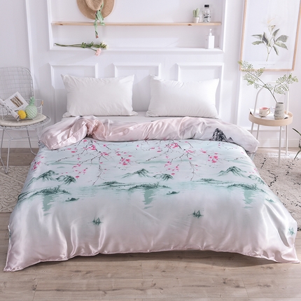 91家纺网 家纺一手货源 找家纺 （总）8经年 2025新款印花丝绸冰丝水洗真丝单被套 直播爆款