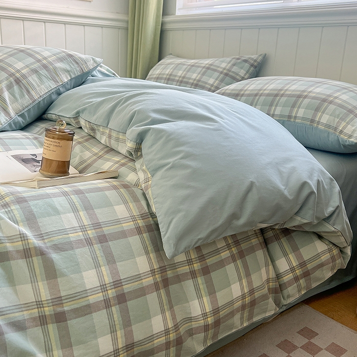 91家纺网 家纺一手货源 找家纺 琪格格纺织 2024新款40支13372纯棉良品系列四件套 简兮绿