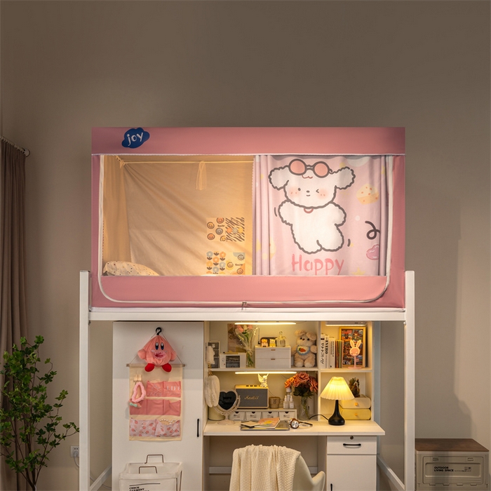 91家纺网 家纺一手货源 找家纺 新太阳蚊帐 2025新款涂层遮光防蚊款学生床帘 快乐小狗