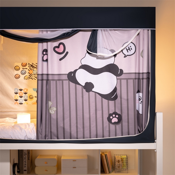 91家纺网 家纺一手货源 找家纺 新太阳蚊帐 2025新款涂层遮光防蚊款学生床帘 翻墙熊猫