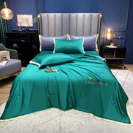 91家纺网 家纺一手货源 找家纺 （总）7经年 2025新款纯色水洗真丝冰丝天丝夏被四件套 直播爆款