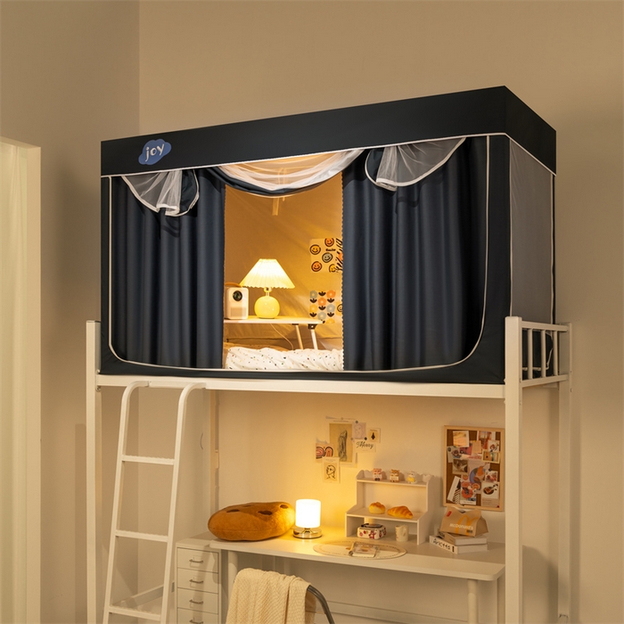 91家纺网 家纺一手货源 找家纺 新太阳蚊帐 2025新款涂层遮光防蚊款学生床帘 纯色涂银藏蓝色