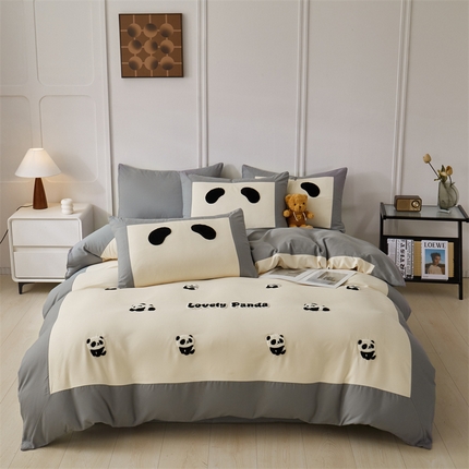 91家纺网 家纺一手货源 找家纺 （总）盛秋家纺 2025新款云朵棉毛巾绣四件套-哈尼