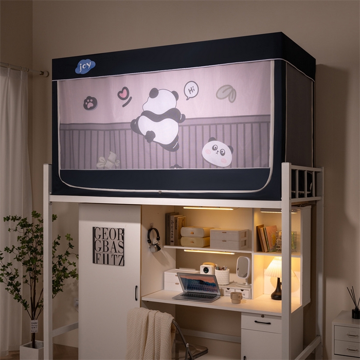 91家纺网 家纺一手货源 找家纺 新太阳蚊帐 2025新款涂层遮光防蚊款学生床帘 翻墙熊猫