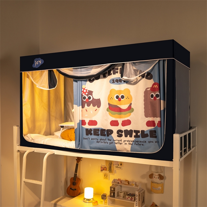 91家纺网 家纺一手货源 找家纺 新太阳蚊帐 2025新款涂层遮光防蚊款学生床帘 汉堡曲奇甜甜圈