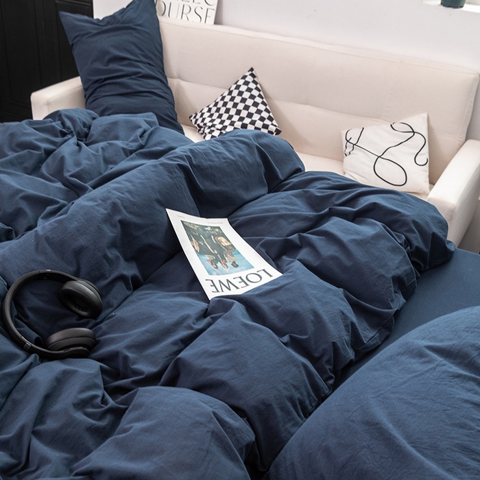 91家纺网 家纺一手货源 找家纺 （总）羋多（原穆琪） 2024新款A类全棉色织水洗棉纯色四件套