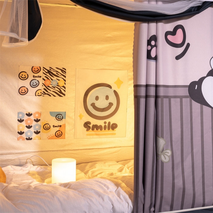 91家纺网 家纺一手货源 找家纺 新太阳蚊帐 2025新款涂层遮光防蚊款学生床帘 翻墙熊猫