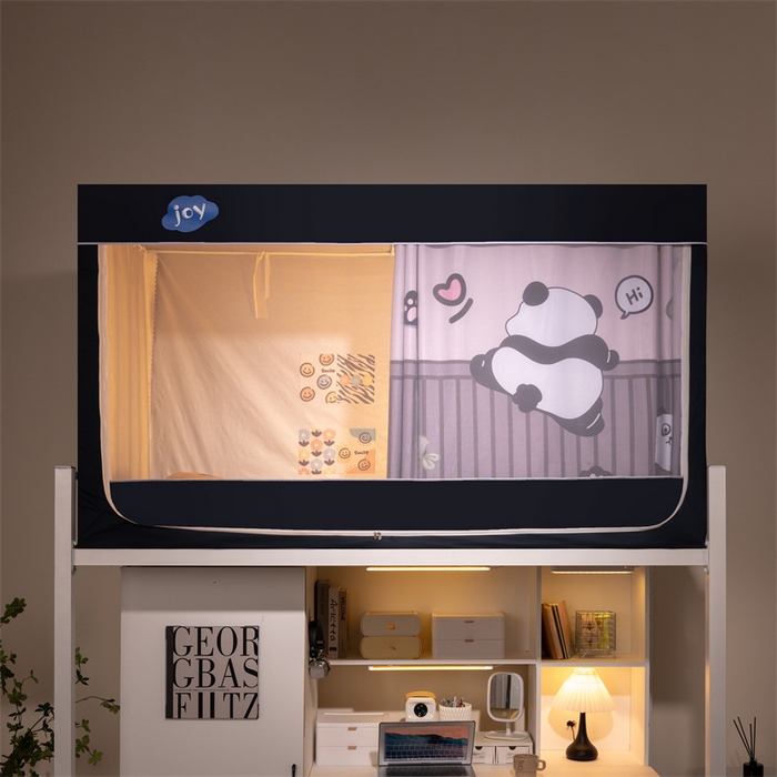 91家纺网 家纺一手货源 找家纺 新太阳蚊帐 2025新款涂层遮光防蚊款学生床帘 翻墙熊猫