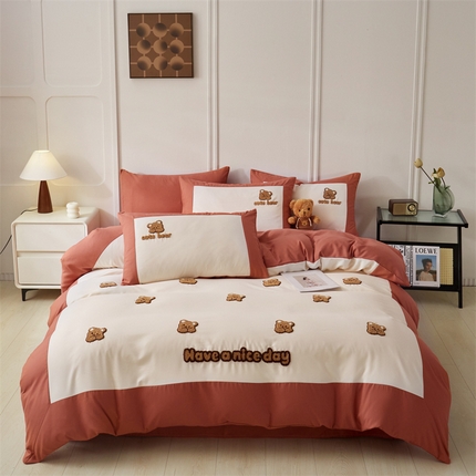 91家纺网 家纺一手货源 找家纺 （总）盛秋家纺 2025新款云朵棉毛巾绣四件套-哈尼