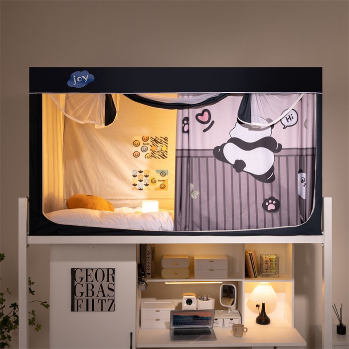 91家纺网 家纺一手货源 找家纺 新太阳蚊帐 2025新款涂层遮光防蚊款学生床帘 翻墙熊猫