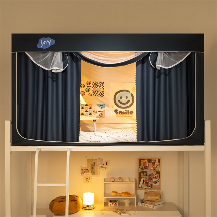 91家纺网 家纺一手货源 找家纺 新太阳蚊帐 2025新款涂层遮光防蚊款学生床帘 纯色涂银藏蓝色