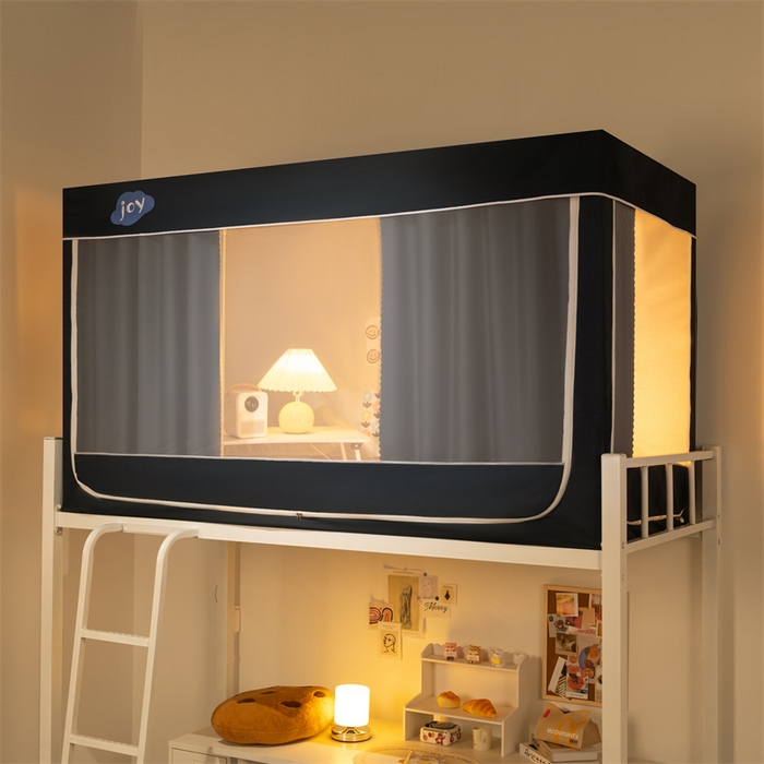 91家纺网 家纺一手货源 找家纺 新太阳蚊帐 2025新款涂层遮光防蚊款学生床帘 纯色涂银藏蓝色