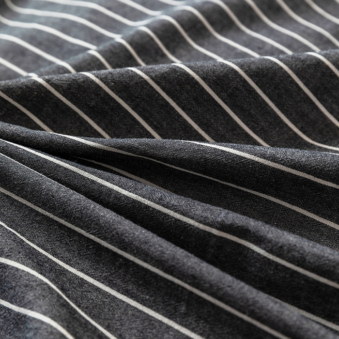 91家纺网 家纺一手货源 找家纺 羋多（原穆琪） 2024新款A类全棉色织水洗棉纯色四件套 灰细条