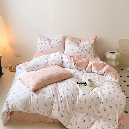 91家纺网 家纺一手货源 找家纺 嘉汀兰家居 2024新款40s全棉印花四件套系列  在春日心动