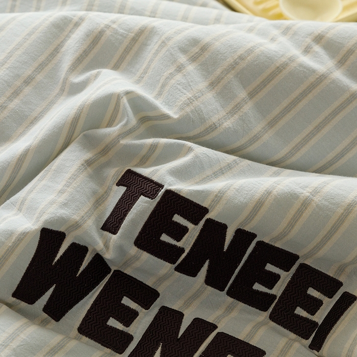 91家纺网 家纺一手货源 找家纺 荔禾家居 2024新款ins混搭博主风全棉色织水洗棉夏被四件组 青山