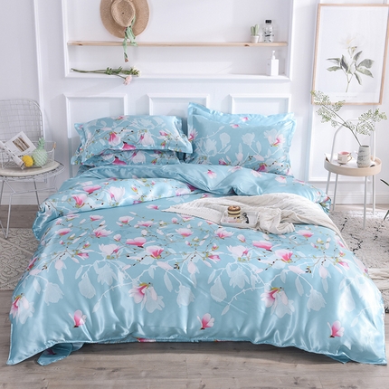 91家纺网 家纺一手货源 找家纺 （总）8 经年：2025年印花丝绸冰丝水洗真丝四件套 直播爆款