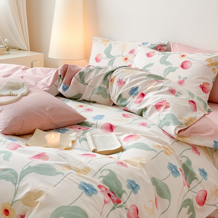 91家纺网 家纺一手货源 找家纺 嘉汀兰家居 2024新款40s全棉印花四件套系列  时留