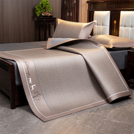 91家纺网 家纺一手货源 找家纺 宜派家纺 2024新款凉感PE雪藤席三件套 PE雪藤席-浅棕