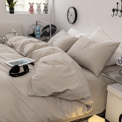 91家纺网 家纺一手货源 找家纺 （总）羋多（原穆琪） 2024新款A类全棉色织水洗棉纯色四件套