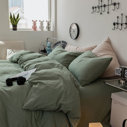 91家纺网 家纺一手货源 找家纺 （总）羋多（原穆琪） 2024新款A类全棉色织水洗棉纯色四件套