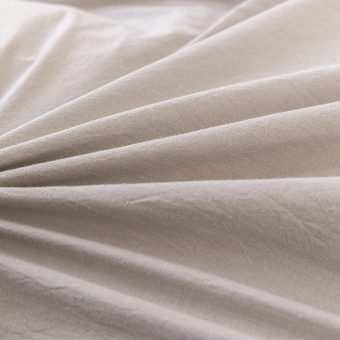 91家纺网 家纺一手货源 找家纺 羋多（原穆琪） 2024新款A类全棉色织水洗棉纯色四件套 浅米混搭灰小格