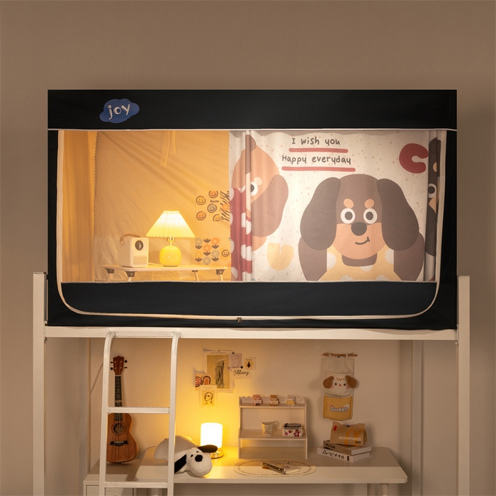 91家纺网 家纺一手货源 找家纺 新太阳蚊帐 2025新款涂层遮光防蚊款学生床帘 大耳狗