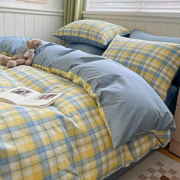 91家纺网 家纺一手货源 找家纺 琪格格纺织 2024新款40支13372纯棉良品系列四件套 星空黄